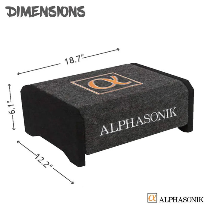 Alphasonik AS10DF 10" 1200 Watts 4-Ohm Down Fire Shallow Mount Flat Enclosed Subwoofer Alphasonik