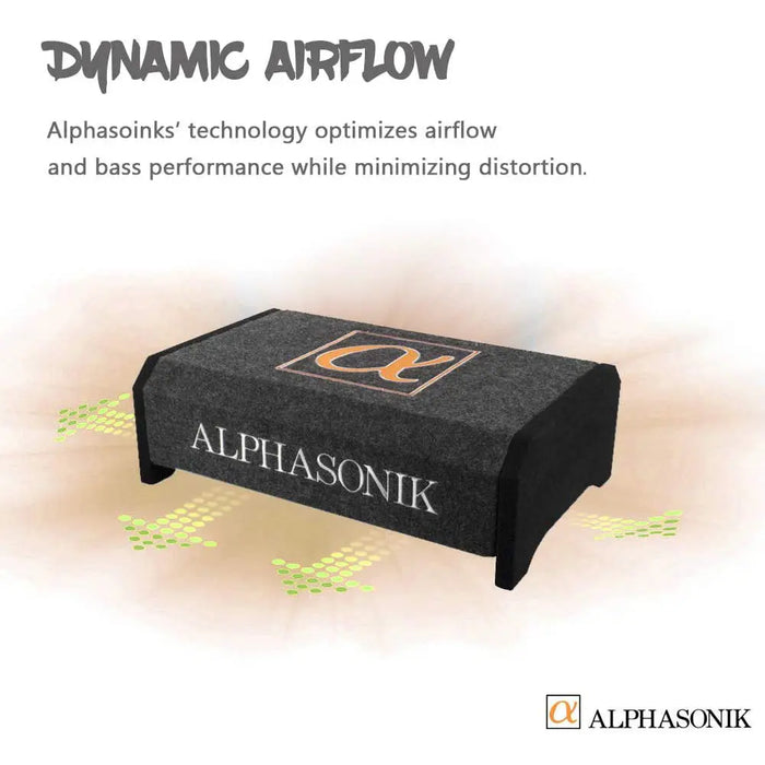 Alphasonik AS10DF 10" 1200 Watts 4-Ohm Down Fire Shallow Mount Flat Enclosed Subwoofer Alphasonik