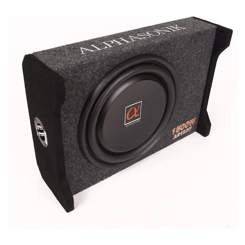 Alphasonik AS12DF 12" 1500 Watts 4-Ohm Down Fire Shallow Mount Flat Enclosed Subwoofer Alphasonik