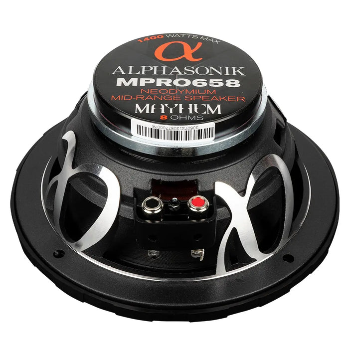 Alphasonik MPRO658 Mayhem Series 6.5" Midrange Speakers 1400W 8 Ohm Neodymium Pair Alphasonik