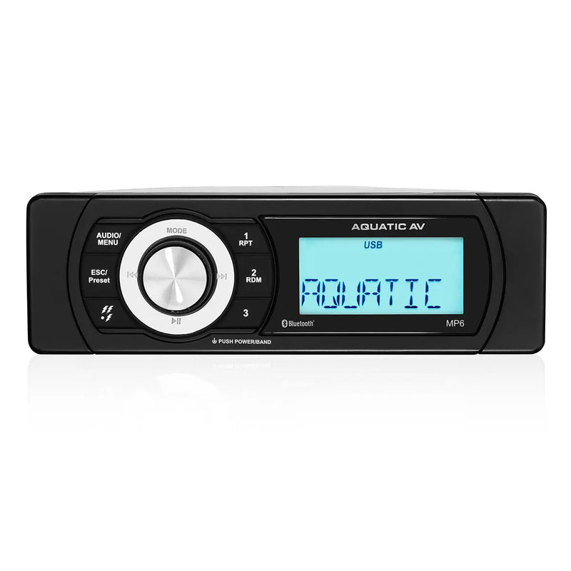 Aquatic Av MP6 Shallow Mount Waterproof Radio Bluetooth and USB Marine 288W Stereo Aquatic AV