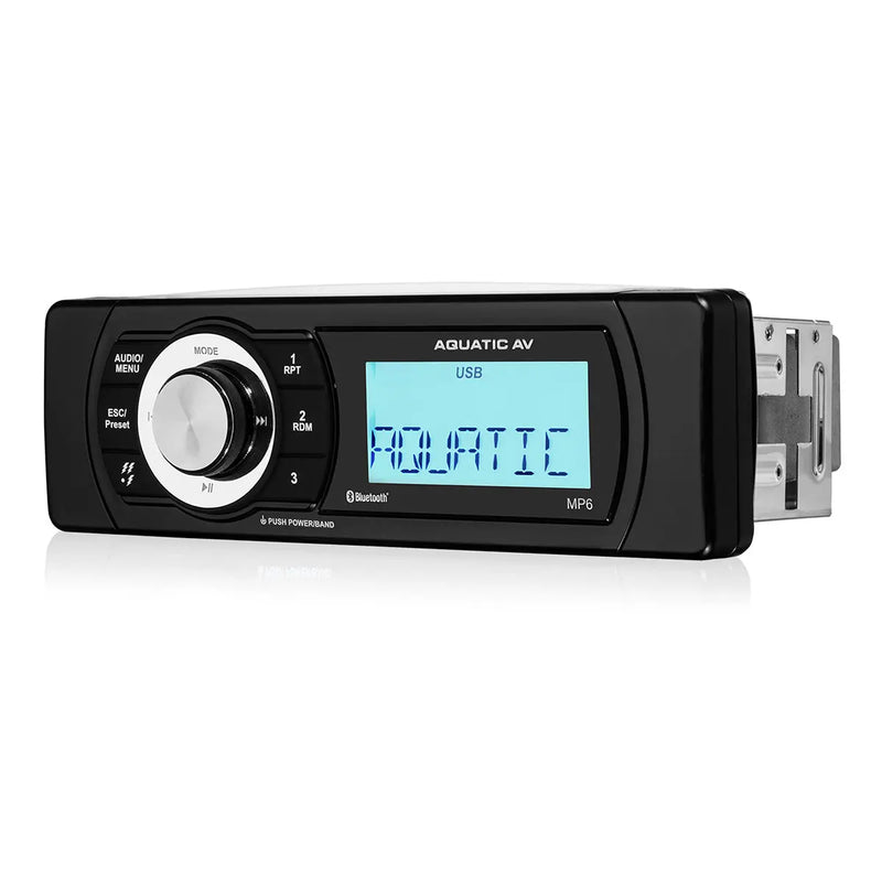 Aquatic Av MP6 Shallow Mount Waterproof Radio Bluetooth and USB Marine 288W Stereo Aquatic AV