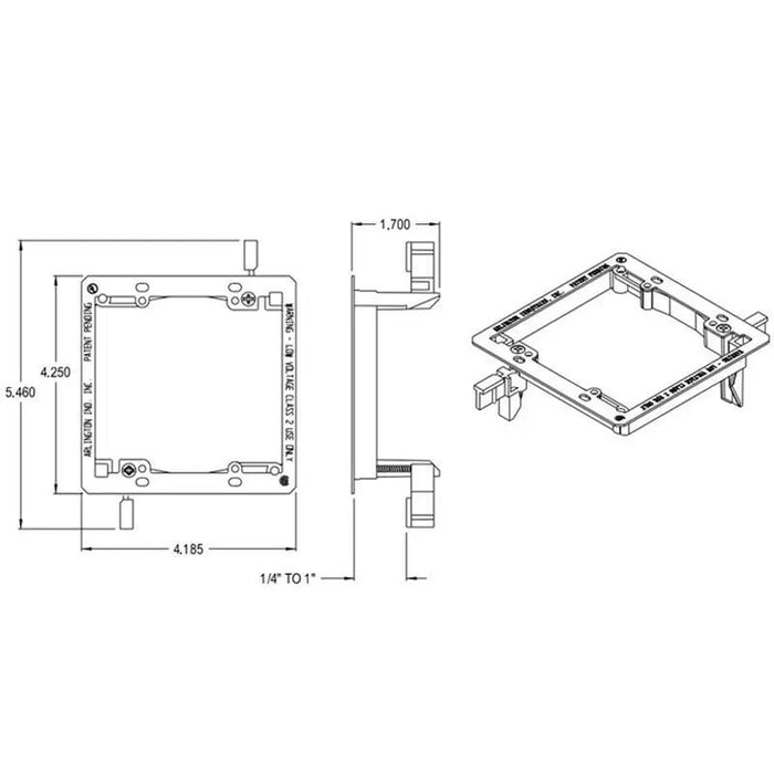 Arlington LV2 2-Gang Low Voltage Device Mounting Plate for 1/4" - 1" Thick Walls Arlington