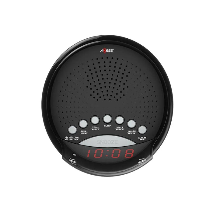 Axess CKRD3801 AM/FM Digital Radio Dual Alarm Clock with 0.6 Red LED Display Black Others