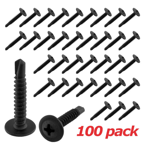 Black Phillips Wafer Head Self Tapping/Drilling Screws 1" (100/pk) The Wires Zone