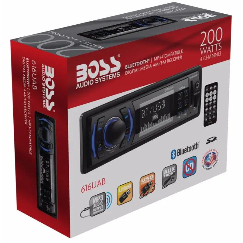Boss Audio 616UAB Multimedia Car Stereo 1DIN Bluetooth LCD AM/FM Radio Receiver Boss Audio