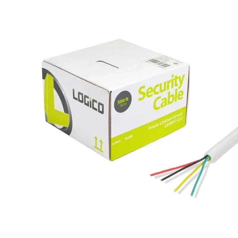Burglar Alarm 22/4 AWG 500' Stranded White Speaker CL2 Security Cable Logico