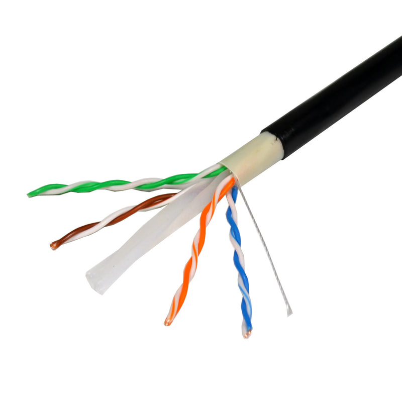CAT6 Black Outdoor UTP Direct Burial Network 1000 feet 23 AWG UV Cable