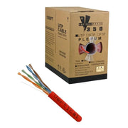 CAT5E 24AWG UTP 8 Conductor Solid Bare Copper Red Plenum 1000 ft Cable Vertical Cable