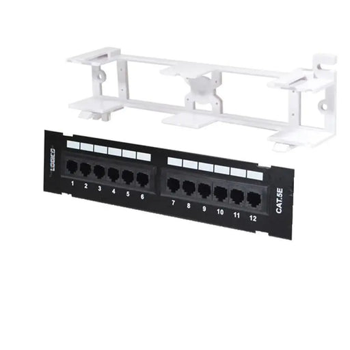 CAT5E Cable UTP 12 Port Network Mini Patch Panel w/ Wall Mount Bracket Logico