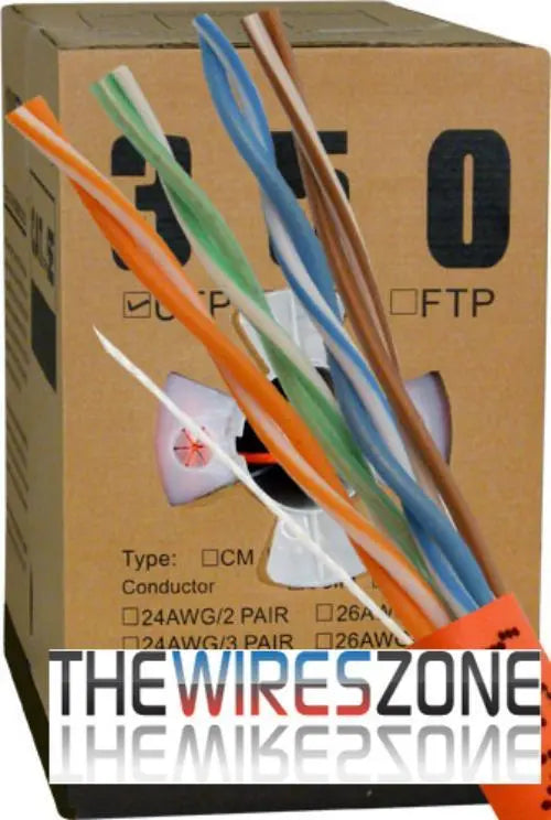 CAT5E UTP 1000 Feet 24 AWG Solid Bare Copper Plenum Jacket Orange Vertical Cable
