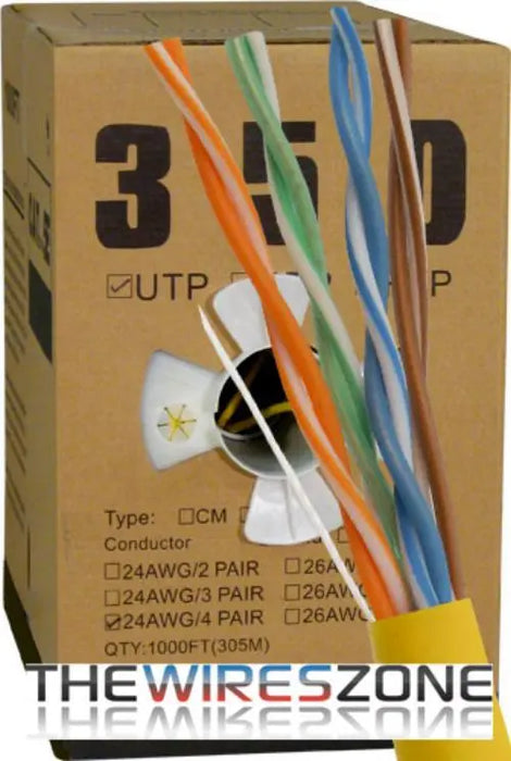 CAT5E UTP 1000 Feet 24 AWG Solid Bare Copper Plenum Jacket Yellow Vertical Cable
