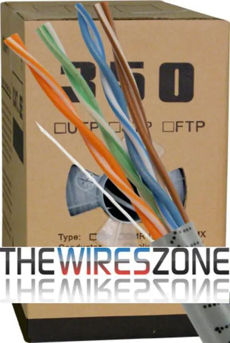 CAT5E UTP 1000 Feet 24AWG Solid Bare Copper Plenum Jacket Gray Vertical Cable