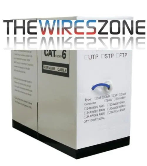 CAT6 24 AWG UTP 8C Stranded Bare Copper 550MHz PVC Jacket Blue 1000' Vertical Cable