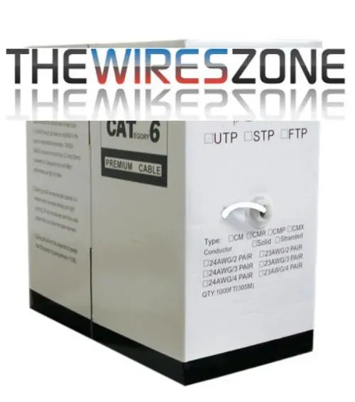 CAT6 24 AWG UTP 8C Stranded Bare Copper 550MHz PVC Jacket White 1000' Vertical Cable
