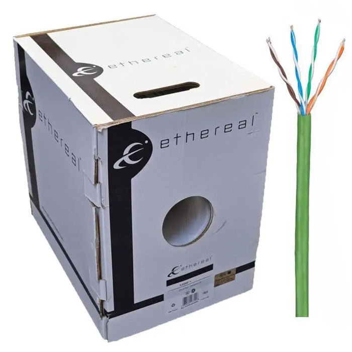 CAT6 CMR (Green) 23/4 Pair Bare Copper 1000 ft 23 Gauge Ethernet Cable Ethereal