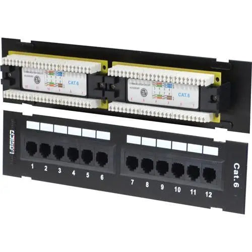 CAT6 Cable UTP 12 Port Network Mini Patch Panel w/ Wall Mount Bracket Logico
