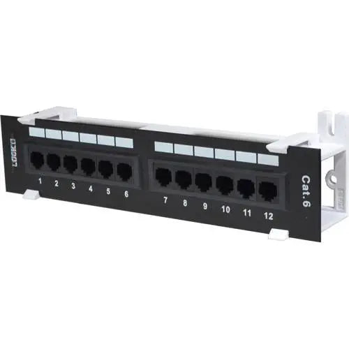 CAT6 Cable UTP 12 Port Network Mini Patch Panel w/ Wall Mount Bracket Logico