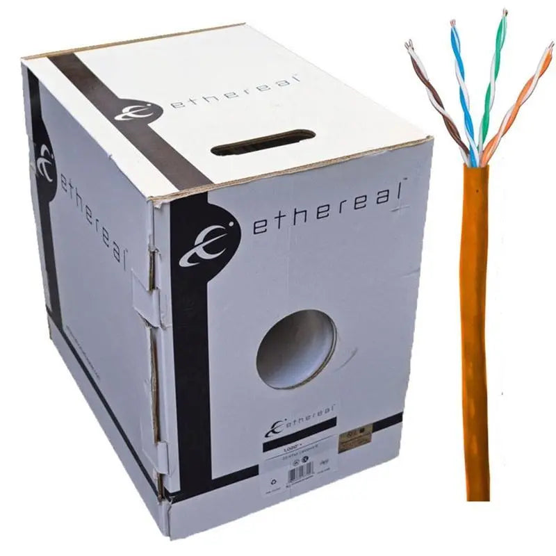 CAT6 Orange 23/4 Pair Bare Copper 1000ft 550 MHz 23 AWG Ethernet Cable Ethereal