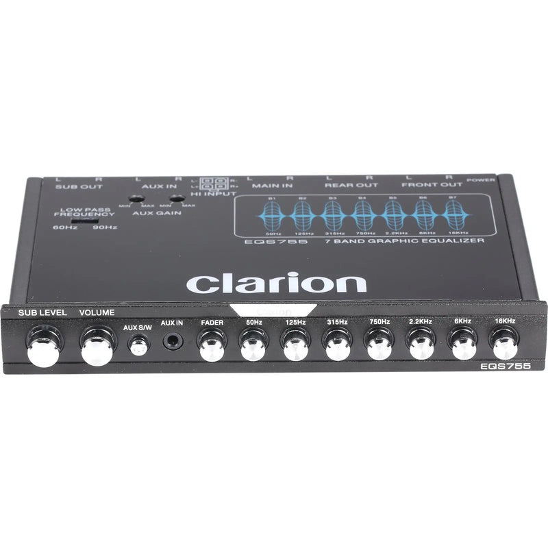 Clarion EQS755 1/2-DIN 7-band Graphic Equalizer With 3.5mm Front AUX Input Others
