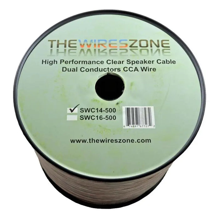 Clear 500ft 14 Gauge Speaker Cable Dual Conductors CCA wire for Car / Home Audio The Wires Zone
