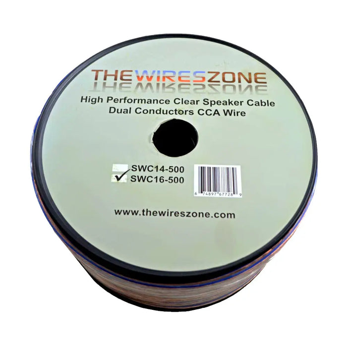 Clear 500ft 16 Gauge Speaker Cable Dual Conductors CCA wire for Car / Home Audio The Wires Zone