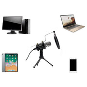 Condenser Recording Microphone 3.5mm Plug and Play for Mac PC Android Gaming (Black) The Wires Zone