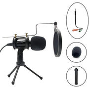 Condenser Recording Microphone 3.5mm Plug and Play for Mac PC Android Gaming (Black) The Wires Zone