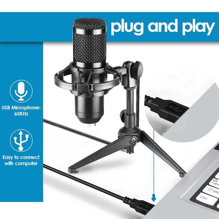 Condenser USB Gaming Microphone Streaming Podcasting Vocal Recording for Mac & Windows The Wires Zone