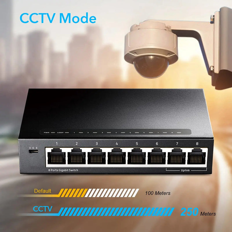 Cudy GS108 8 Port Gigabit Ethernet Network Switch Plug & Play 10/100/1000Mbps Cudy