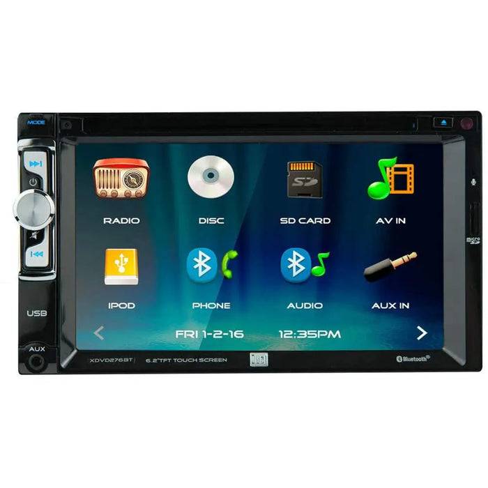 Dual XDVD276BT 6.2" Double DIN Multimedia DVD Receiver Touchscreen Bluetooth Others