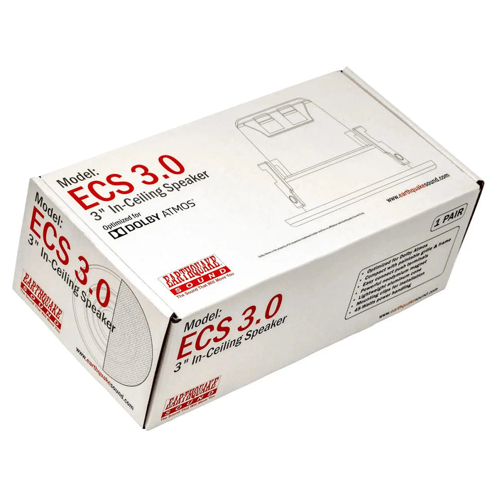 Earthquake Sound ECS 3.0 Edgeless Ultra Compact 3 inch In-Ceiling Speakers (Pair) Earthquake Sound