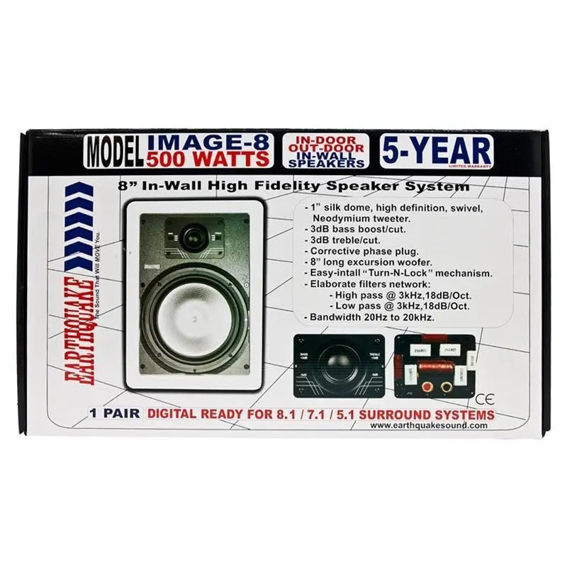 Earthquake Sound Image Center Channel + Pair 2-Way 8" In-Wall Speaker Earthquake Sound