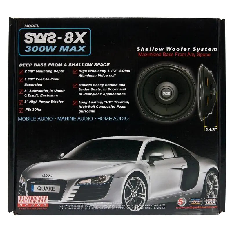 Earthquake Sound SWS-8X 8" 300 Watt High Performance Shallow Subwoofer Earthquake Sound