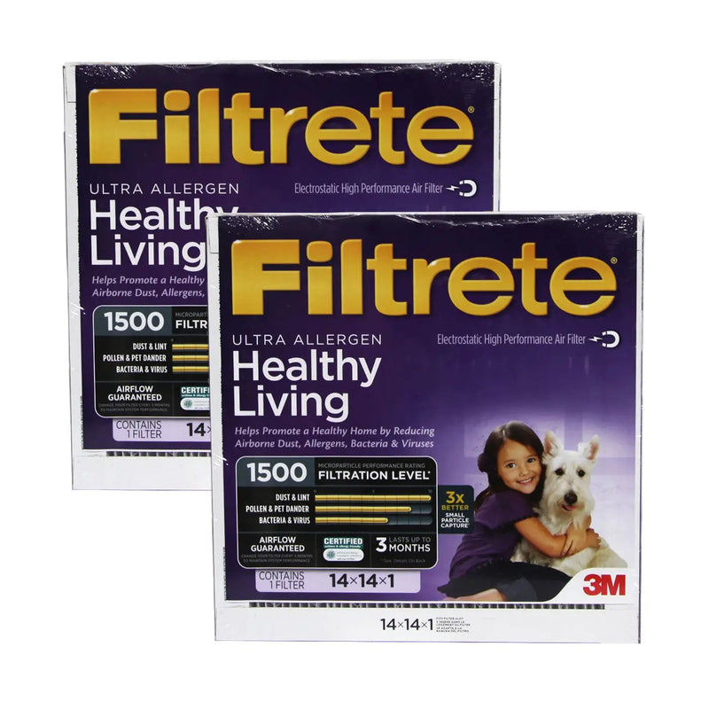 Filtrete 14x14x1 MPR 1500 Ultra Allergen, Virus and Bacteria Reduction HVAC Furnace Air Filter (2-12 Pack) 3M