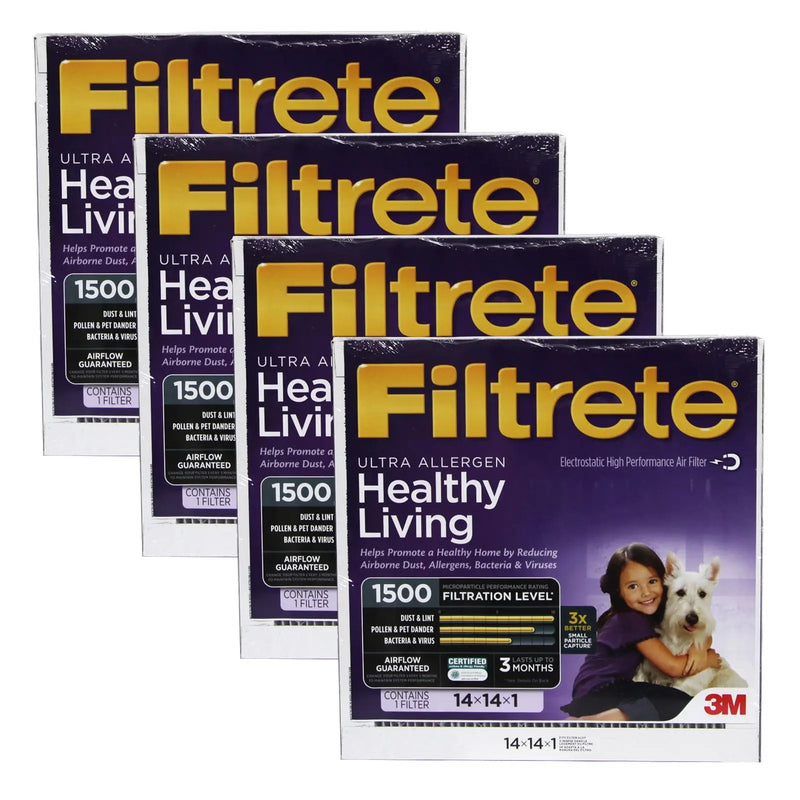 Filtrete 14x14x1 MPR 1500 Ultra Allergen, Virus and Bacteria Reduction HVAC Furnace Air Filter (2-12 Pack) 3M