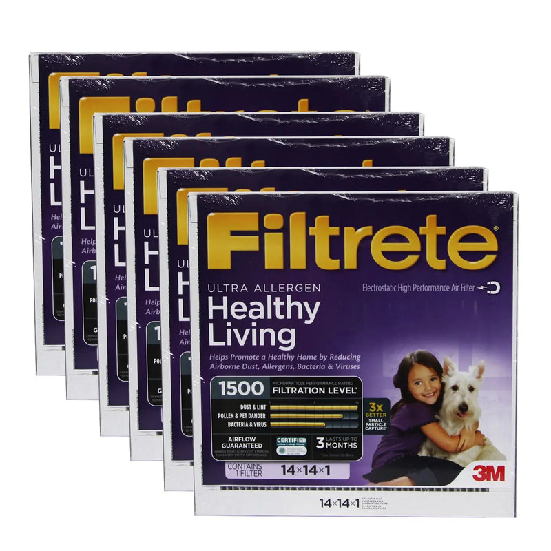 Filtrete 14x14x1 MPR 1500 Ultra Allergen, Virus and Bacteria Reduction HVAC Furnace Air Filter (2-12 Pack) 3M