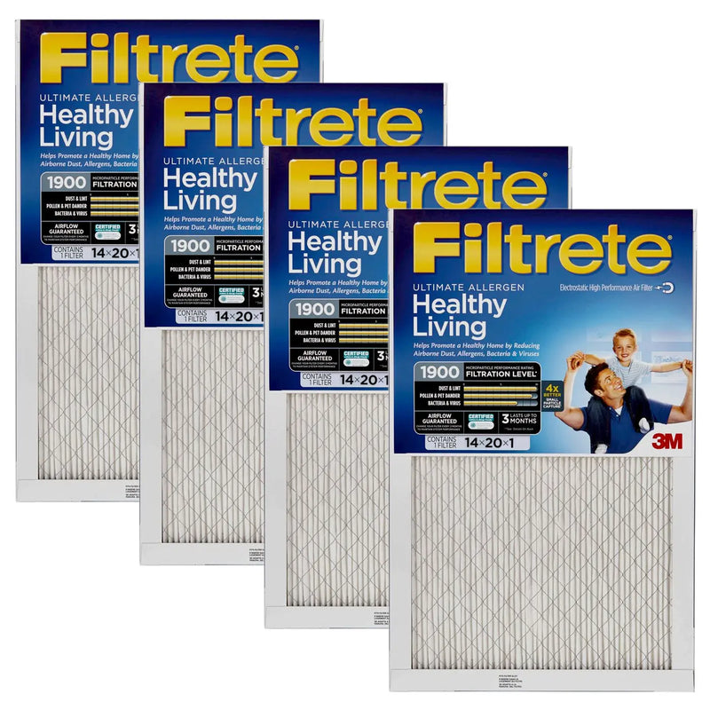 Filtrete 14x20x1 MPR 1900 Ultimate Allergen, Virus and Bacteria Reduction HVAC Furnace Air Filter (2-6 Pack) 3M