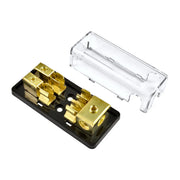Gold Plated Dual AGU Fuse Holder 4/8 Gauge Power or Ground with Pack of 5 30-120 Amp Fuses The Wires Zone