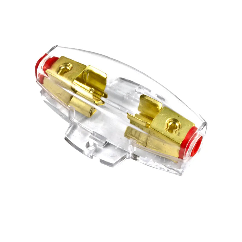 Gold Plated Universal Inline AGU 4 or 8 Gauge input/Output Fuse Holder with 30-120 Amp Fuses The Wires Zone