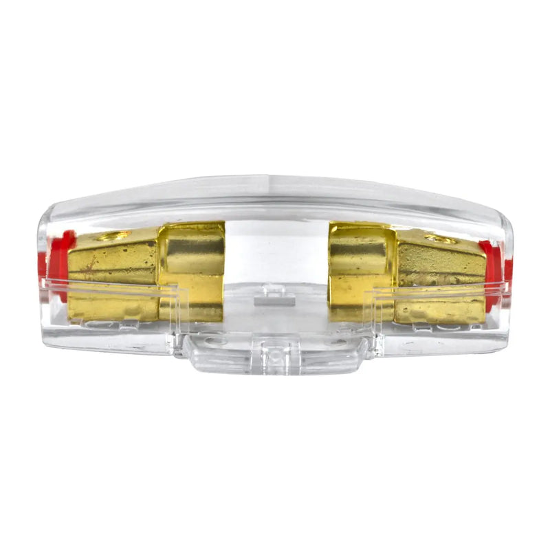Gold Plated Universal Inline AGU 4 or 8 Gauge input/Output Fuse Holder with 30-120 Amp Fuses The Wires Zone