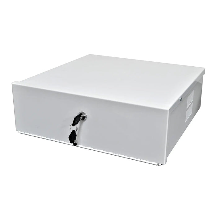 Heavy Duty 15" x 15" x 5" DVR Security Lock Box with Fan for CCTV Security Systems - (Black / White) The Wires Zone