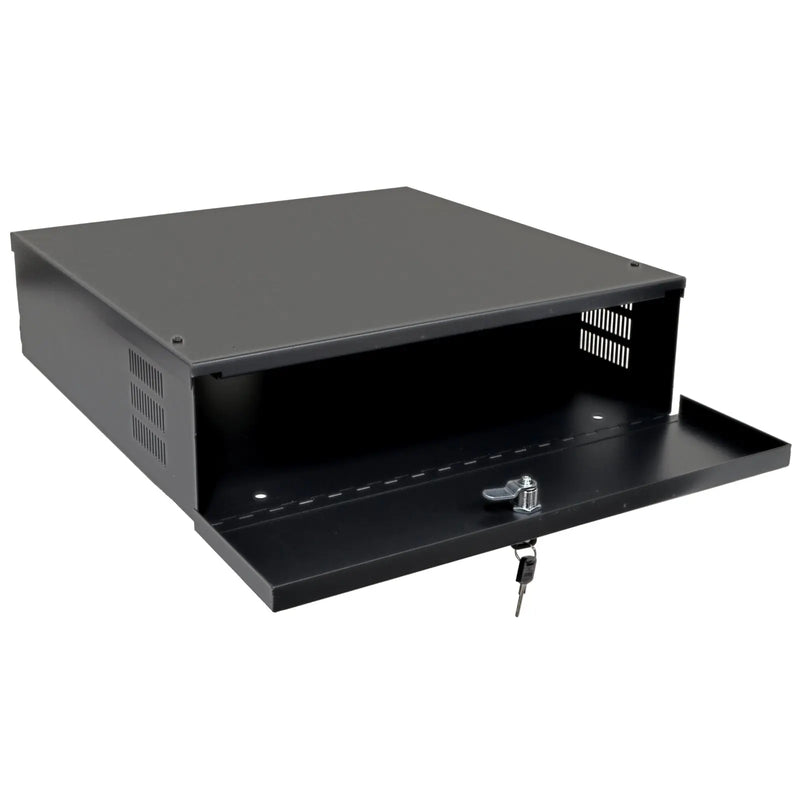 Heavy Duty 18" x 18" x 5" DVR Security Lock Box for CCTV Security Systems (Black) The Wires Zone