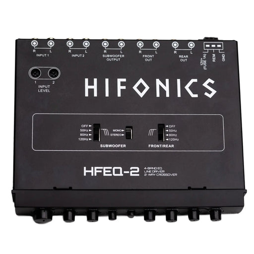 Hifonics HFEQ-2 4-Band Equalizer with 9 volt Line Driver and Multiple-Source Signal Processor Hifonics