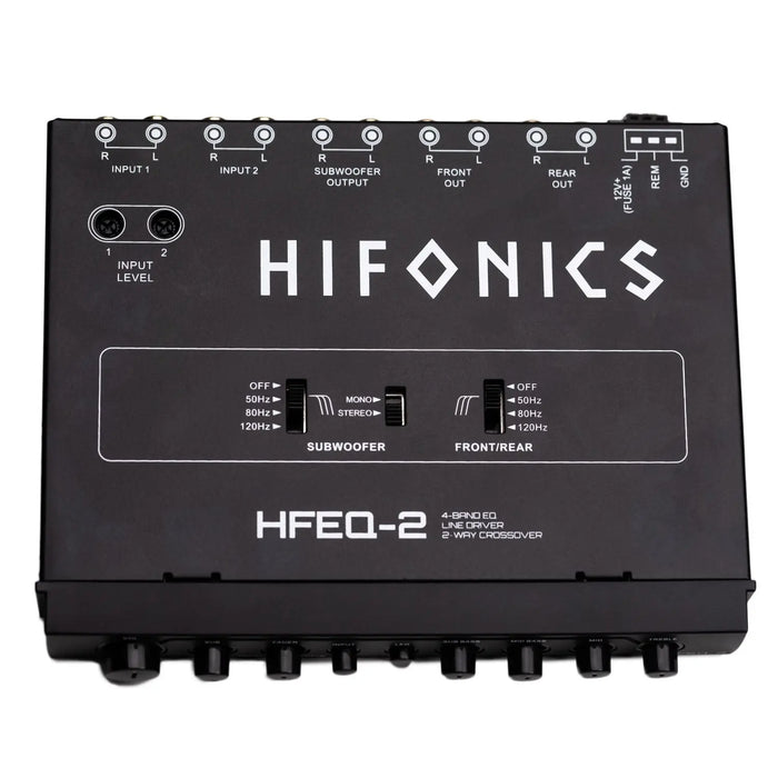 Hifonics HFEQ-2 4-Band Equalizer with 9 volt Line Driver and Multiple-Source Signal Processor Hifonics
