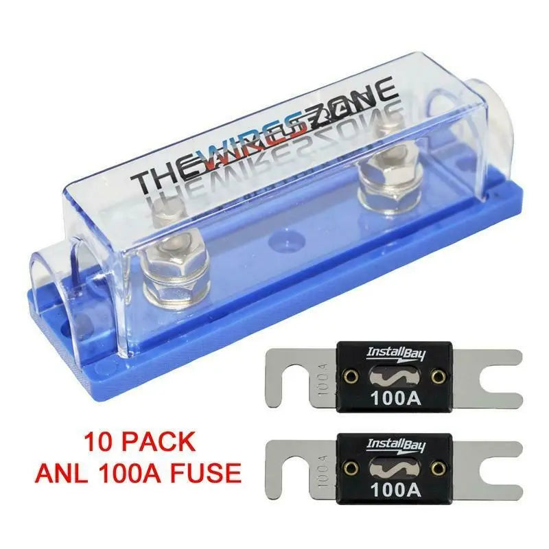 High Quality 1/0/4/8 Gauge ANL Fuse Holder + 2/4/10 Pack Nickel 100-500 Amp Fuse The Wires Zone