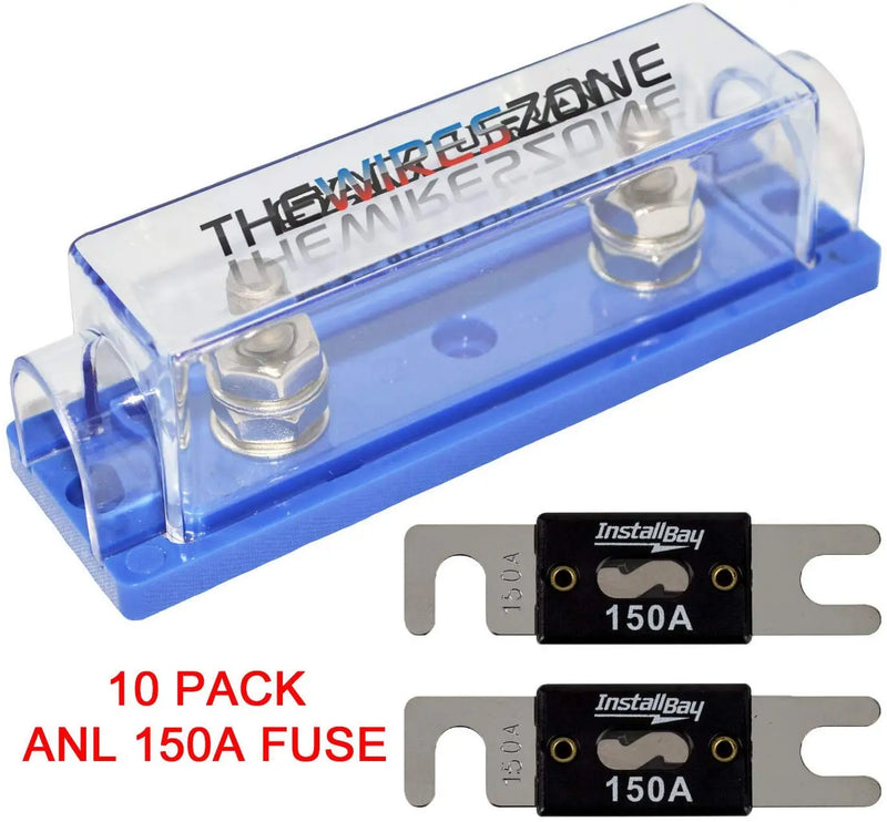 High Quality 1/0/4/8 Gauge ANL Fuse Holder + 2/4/10 Pack Nickel 100-500 Amp Fuse The Wires Zone