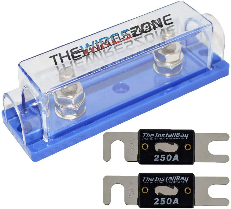 High Quality 1/0/4/8 Gauge ANL Fuse Holder + 2/4/10 Pack Nickel 100-500 Amp Fuse The Wires Zone