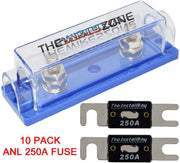 High Quality 1/0/4/8 Gauge ANL Fuse Holder + 2/4/10 Pack Nickel 100-500 Amp Fuse The Wires Zone