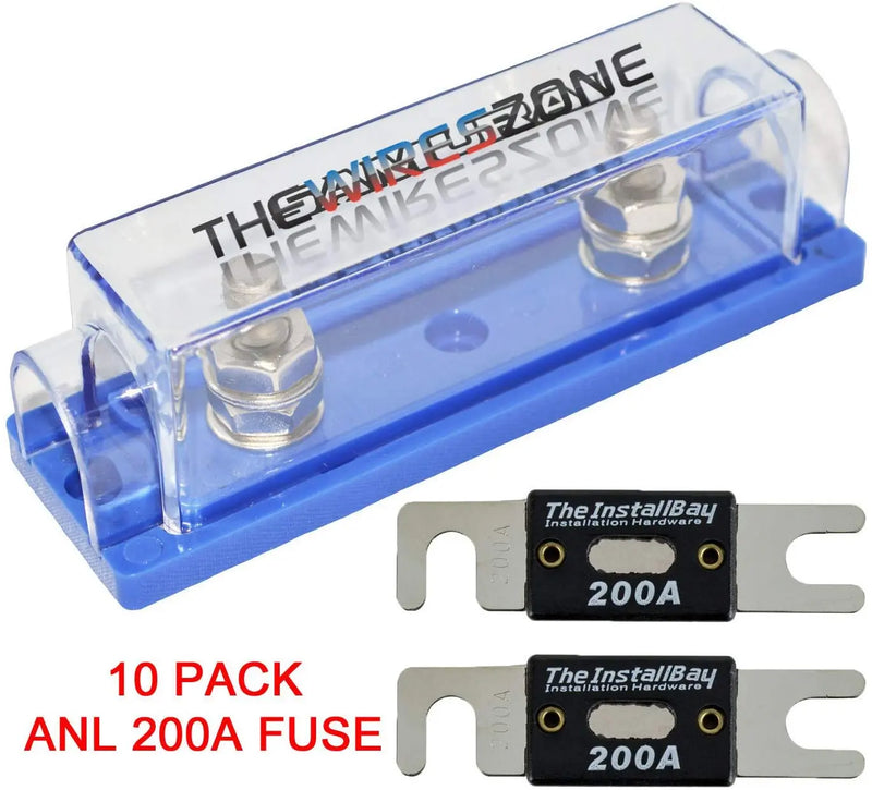 High Quality 1/0/4/8 Gauge ANL Fuse Holder + 2/4/10 Pack Nickel 100-500 Amp Fuse The Wires Zone